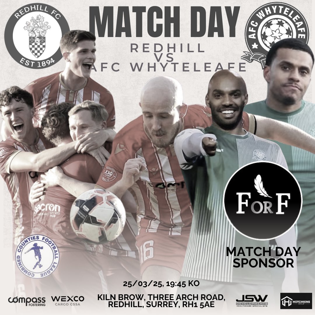 🦞Match Day!🦞

It's Match day and under the lights this evening at Kiln Brow we have a game for you!! 

Two of the best teams in the league go head to head as we welcome <a href="/AFCWhyteleafe/">AFC Whyteleafe</a> in the <a href="/ComCoFL/">Combined Counties Football League</a> . 

The Leafe will be looking to gain some revenge on the "Lobsters" after our