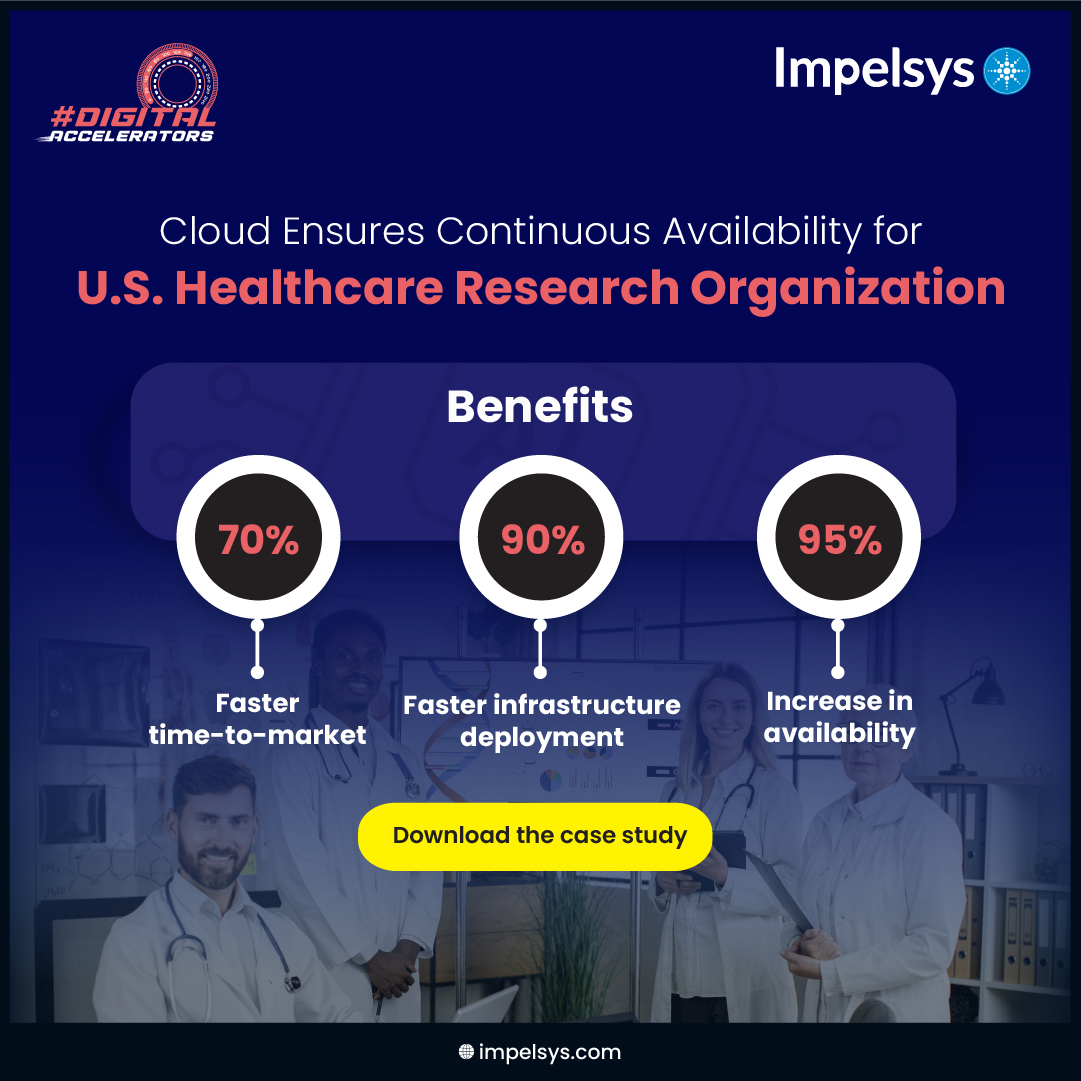 Impelsys's tweet image. A top U.S. healthcare org with 35M+ volunteers saw 95% better availability &amp;amp; 70% faster time-to-market with Impelsys’ cloud migration. Discover how CCoE made it possible. Download the case study! impelsys.com/casestudy/clou…
#Impelsys #DigitalAccelerators #CloudServices #CloudSolution