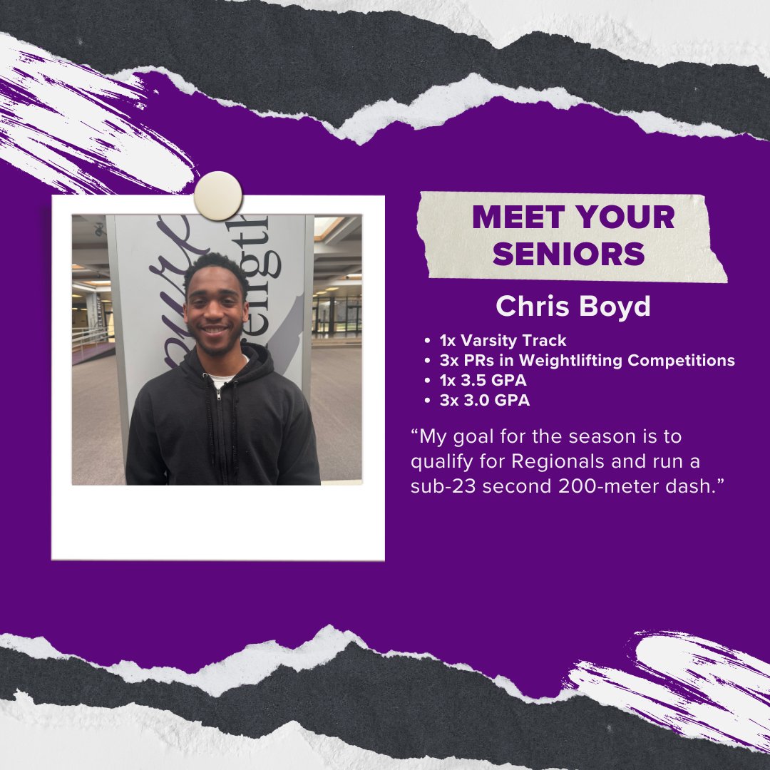 mcbearcatstrack's tweet photo. 🌟 Meet Your Seniors: Chris Boyd 🌟
✔️ 1x Varsity Track
✔️ 3x PRs in Weightlifting Competitions
✔️ 1x 3.5 GPA
✔️ 3x 3.0 GPA
Let’s give Chris all the support as he chases his goals! 👏💜 #SeniorSpotlight #SpeedGoals #TrackAndField https://t.co/prlkmgKm5v