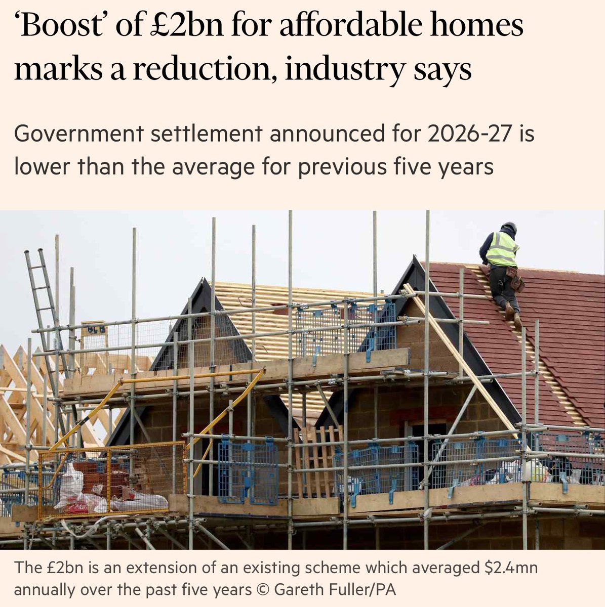 When you jump the gun with an announcement 3 months ahead of schedule to deflect from cuts only to have your numbers further questioned. The £2bn boost to affordable homes is short £400m on the avg annual spend but with another announcement due in June, hopes are pinned on