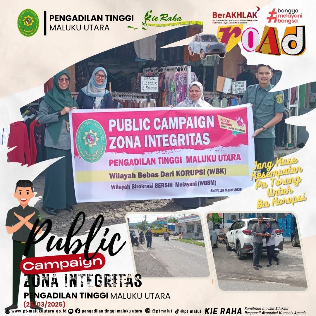 ptmalut's tweet photo. Public Champaign Pembangunan Zona Integritas Menuju Wilayah Bebas Dari Korupsi (WBK) Wilayah Birokrasi Bersih Melayani (WBBM) https://t.co/X0IVZ5YS8l