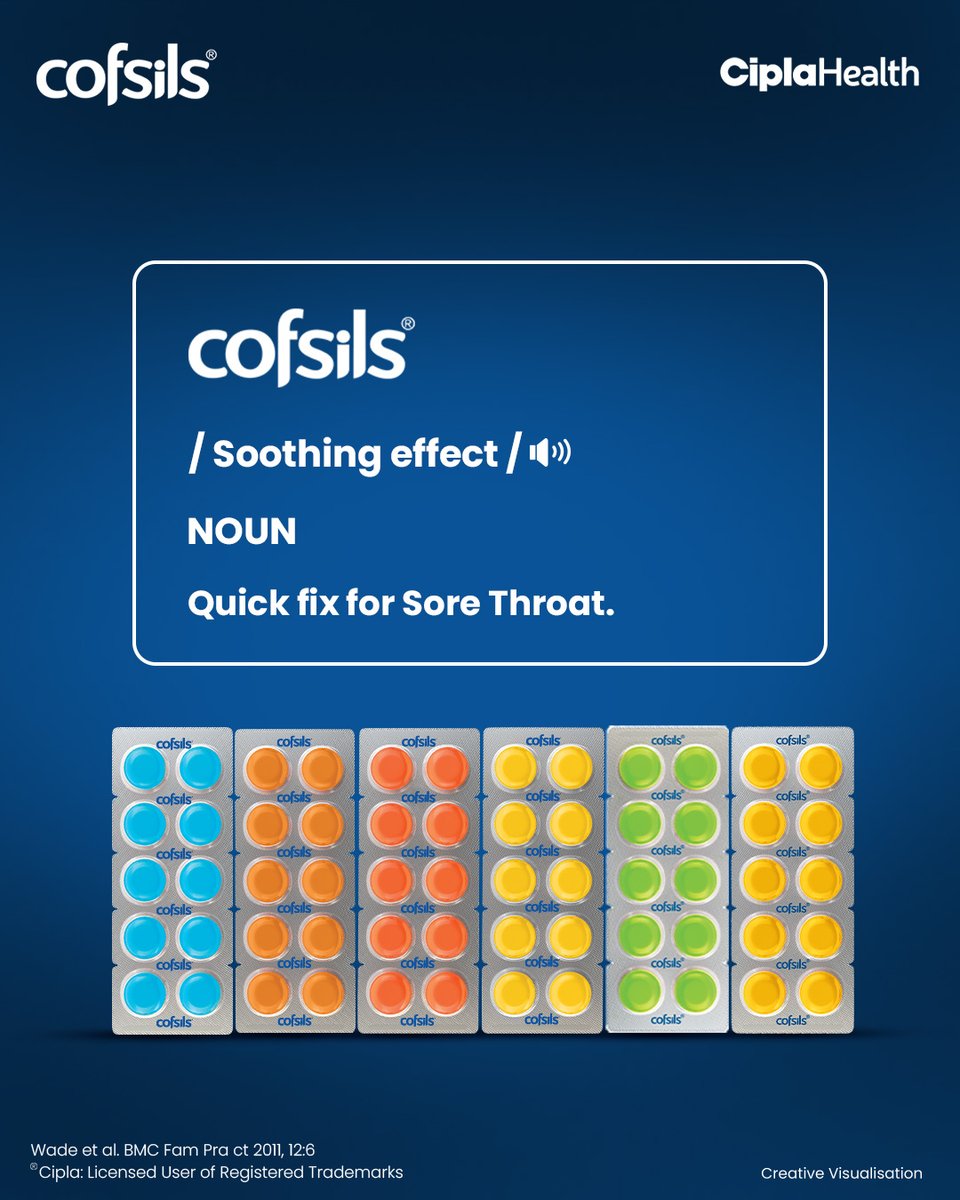 Need a quick fix? One lozenge, 5 minutes, and you're good to go! 🗣️​

#Cofsils #QuickRelief #SoreThroat #5MinuteWonder #Lozenges #Cipla #TrustedRelief #5MinuteRelief #FastActing