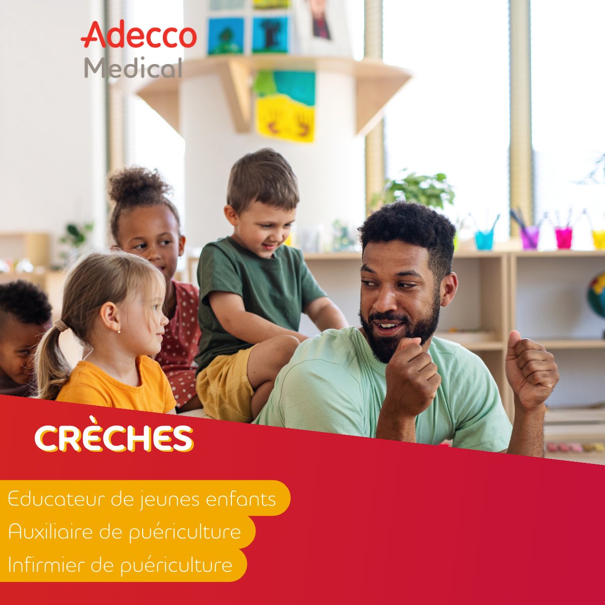 Besoin de renfort en crèche ? 👶🏽

Adecco Medical recrute : auxiliaires de puériculture, CAP Petite Enfance, éducateurs de jeunes enfants, infirmières puéricultrices.

✅ Expertise RH &amp; solutions flexibles
📞 0800 007 006 ➡️ bit.ly/4hi1ArI