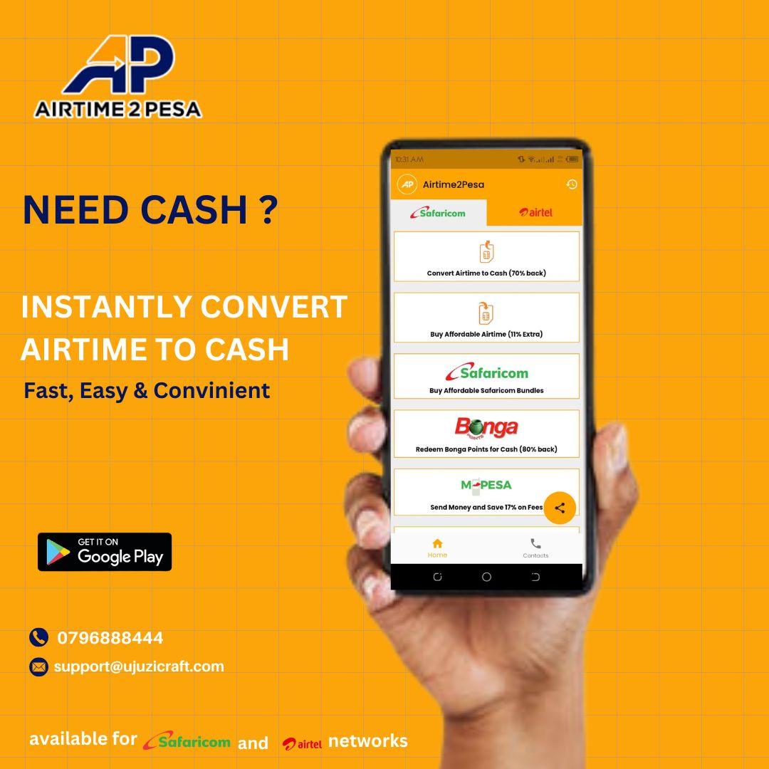 airtime2pesa's tweet image. Need Cash? But All You Have is Airtime? 

No worries! Convert that airtime into real money in seconds with Airtime2Pesa! Quick, easy &amp;amp; stress-free—because bills don’t accept airtime!  

#Airtime2pesa #convertairtime2cash  #NeedCash  #InstantMoney #SmartSpending