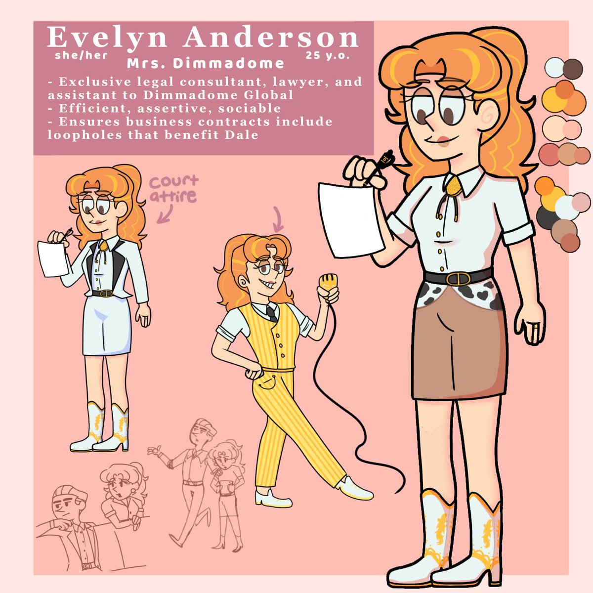fanimplaytion's tweet image. Hey hey!
Here's my FOP:ANW OC, Evelyn Anderson. She's a multimillion-dollar lawyer and CEO of her law firm, Anderson Intl.
She also happens to be Dale Dimmadome's ex-wife and Dev's mother!
💛💼🧡💸🤍🕶
#FairlyOddParentsANewWish #FairlyOddParents (#LegalBusiness) (#ocxcanon)