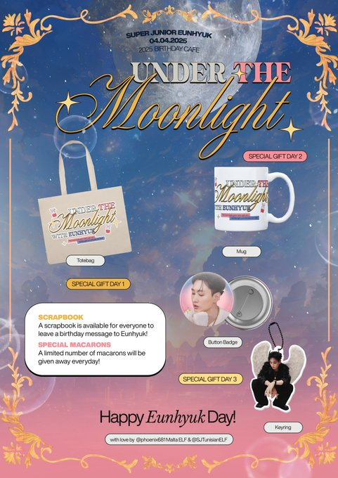 SJTunisianELF's tweet photo. ☕️✨ 𝐄𝐔𝐍𝐇𝐘𝐔𝐊 𝐁𝐈𝐑𝐓𝐇𝐃𝐀𝐘 𝐂𝐀𝐅𝐄 ✨☕️ 
4월 4일 오후 12시, 하루 원 데이에서 오픈~! 우리의 빛나는 스타의 생일을 함께 축하해요 ╰(♡´▽`♡)╯ 그를 위한 달콤한 메시지를 스크랩북에 남기는 거 잊지 마세요~! (っ´▽`)っ ♡ #은혁 #Eunhyuk #은혁과함께달빛아래에서 @phoenix681 https://t.co/BcnMhXMmh2