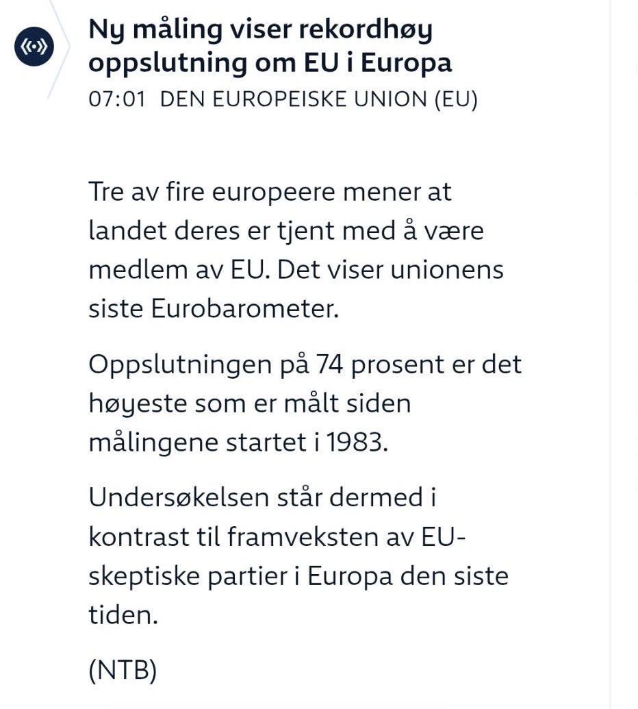 Kommentarfelta: - EU er ein katastrofe og står på randen av kollaps!

Folket: