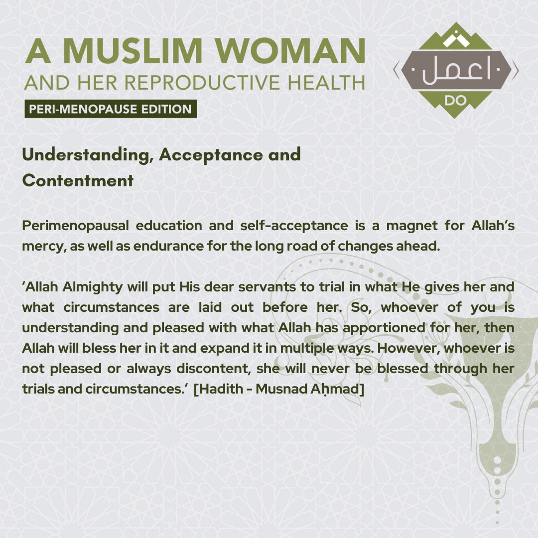 dolearningZA's tweet image. 25. Understanding | Acceptance | Contentment 

#DoLearning #RamadanSeries #MuslimWoman #perimenopause #Islam