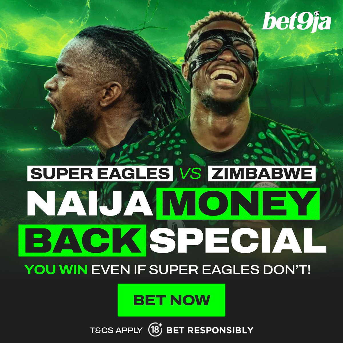 twitgameboy's tweet photo. 🔥 Naija Money Back Special! 🔥

Bet on the Super Eagles to beat Zimbabwe, and if they don't win, we'll refund your stake 100%! 💰⚽

No risk, all reward! Win big or get your stake back – it's a win-win! 🦅🔥 #Bet9jaSpecial
 
BET NOW: https://t.co/w1LgCIpmOS https://t.co/PraGLd9vxc