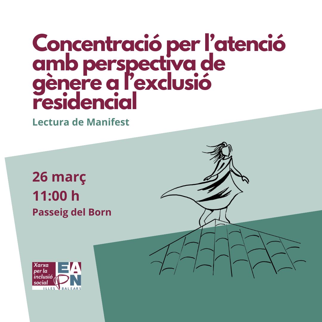 👉Demà, a les 11:00h, al Passeig del Born, us esperam a totes i totes per exigir recursos específics per a dones afectades per l'exclusió residencial 🏡!