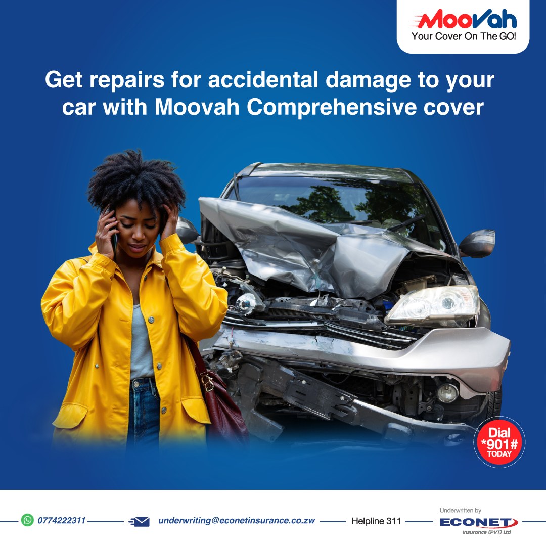 Offering repairs for accidental damage to your car, or a payout for a written off vehicle. ​
To buy and renew your Moovah Motor Insurance, WhatsApp 0774222311 or ​​Dial *901# today.​​
#MotorInsurance
#ComprehensiveCover