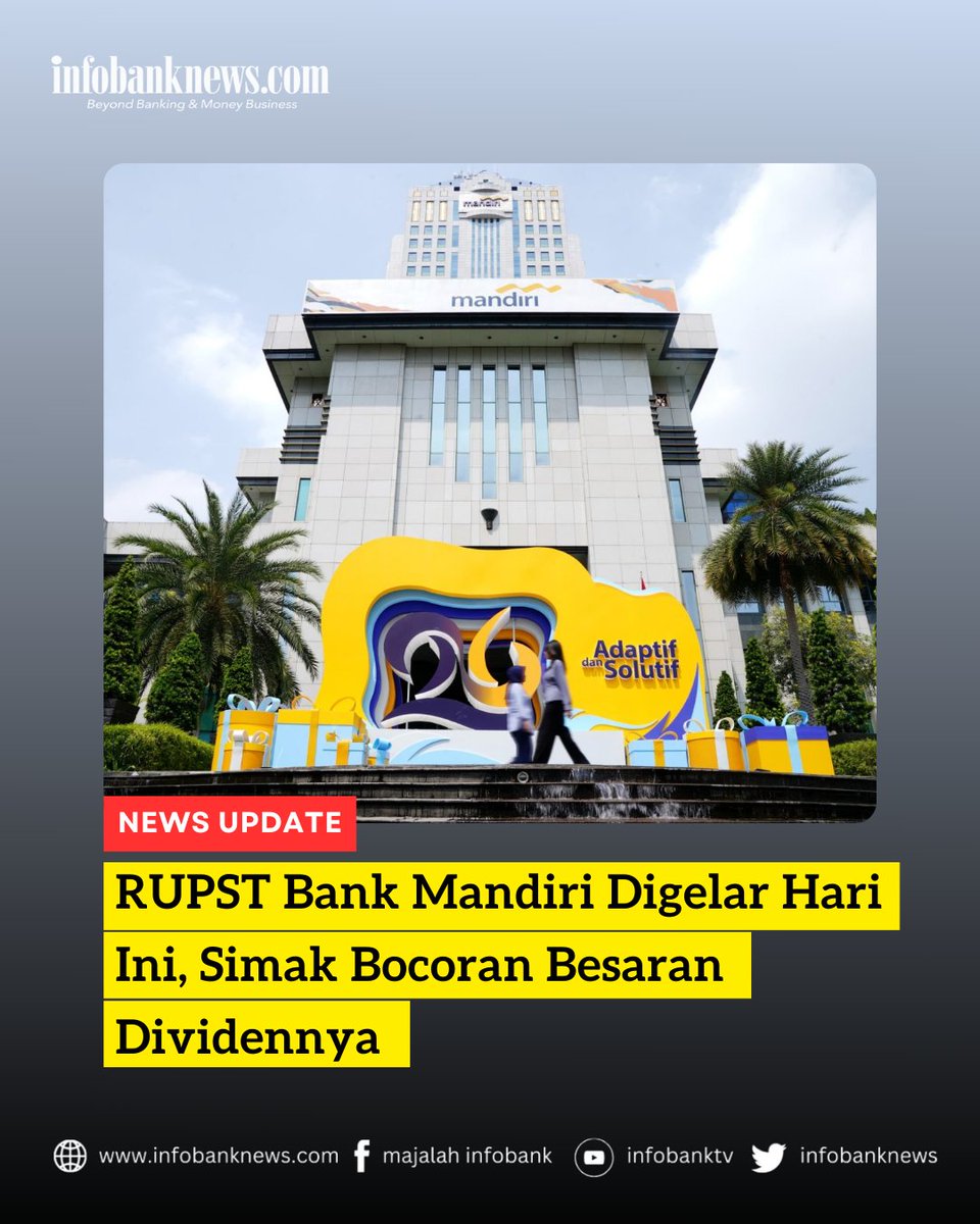 infobanknews's tweet image. Salah satu agenda RUPST Bank Mandiri adalah persetujuan penggunaan laba bersih termasuk di dalamnya pembagian dividen.

Selengkapnya: infobanknews.com/rupst-bank-man…

#bankmandiri #dividen #rupstbankmandiri
