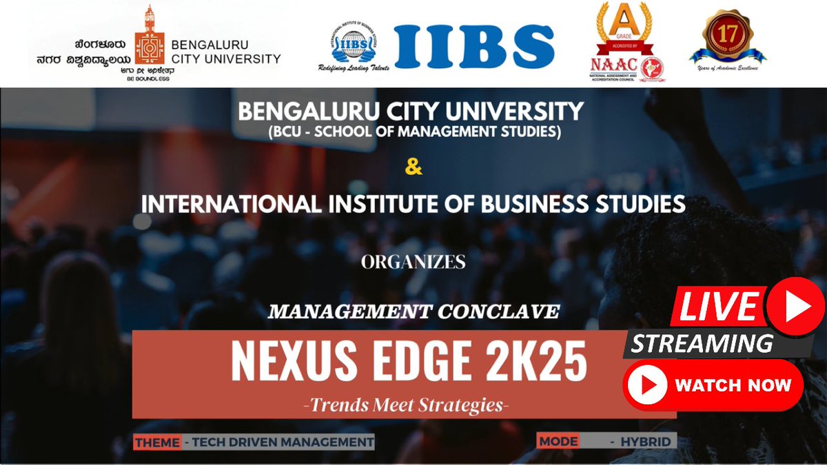 iibsonline's tweet image. 🎥 Catch the Live Streaming of NEXUS 2025 - Management Conclave

Don’t miss out on powerful discussions, thought-provoking panels, and game-changing strategies!

📍 Watch Live : youtube.com/live/GrmPWfslw…

#Nexus2025 #ManagementConclave #LiveStreaming #ThoughtLeadership