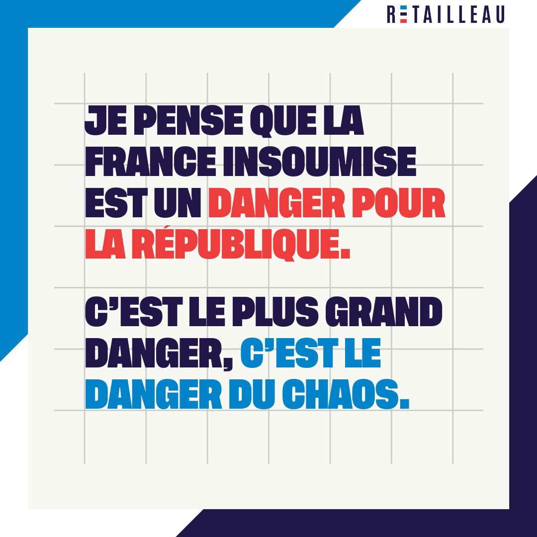 .<a href="/BrunoRetailleau/">Bruno Retailleau</a> : « Je pense que la France Insoumise est un danger pour la République » 

Le désordre, c’est LFI, l’antisémitisme, c’est LFI, l’islamogauchisme, c’est LFI. #AvecRetailleau