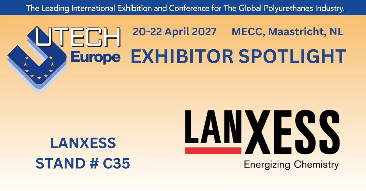 We are delighted to welcome <a href="/Lanxess/">LANXESS</a> as exhibitors at UTECH Europe 2027 at MECC, Maastricht, 20-22 April 2027. Lanxess offers a comprehensive range of additives for use in reactive polyurethane systems. loom.ly/x07B1Jw #UTECHEurope