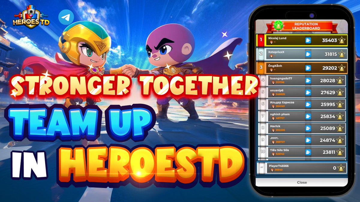 🤝 Stronger Together - Team up in HeroesTD 🤝

🦸‍♂️ Hey warriors! 
Why fight alone when you can win with allies? Connect with friends and build strong relationships 

This way you can team up, strategize and dominate the leaderboards together!⚔️
⭐️ Add friends, build alliances
⭐️