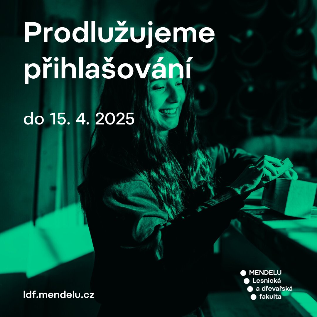 Lesnická a dřevařská fakulta MENDELU (@ldf_mendelu) on Twitter photo PRODLUŽUJEME PODÁVÁNÍ PŘIHLÁŠEK KE STUDIU NA <a href="/ldf_mendelu/">Lesnická a dřevařská fakulta MENDELU</a> DO 15. 4. 2025 Pokud ještě stále váháte, který studijní program je tím pravým pro vás, jejich přehled a důležité kontakty najdete zde → bit.ly/studujnaldf PRODLUŽUJEME PODÁVÁNÍ PŘIHLÁŠEK KE STUDIU NA <a href="/ldf_mendelu/">Lesnická a dřevařská fakulta MENDELU</a> DO 15. 4. 2025 Pokud ještě stále váháte, který studijní program je tím pravým pro vás, jejich přehled a důležité kontakty najdete zde → bit.ly/studujnaldf
