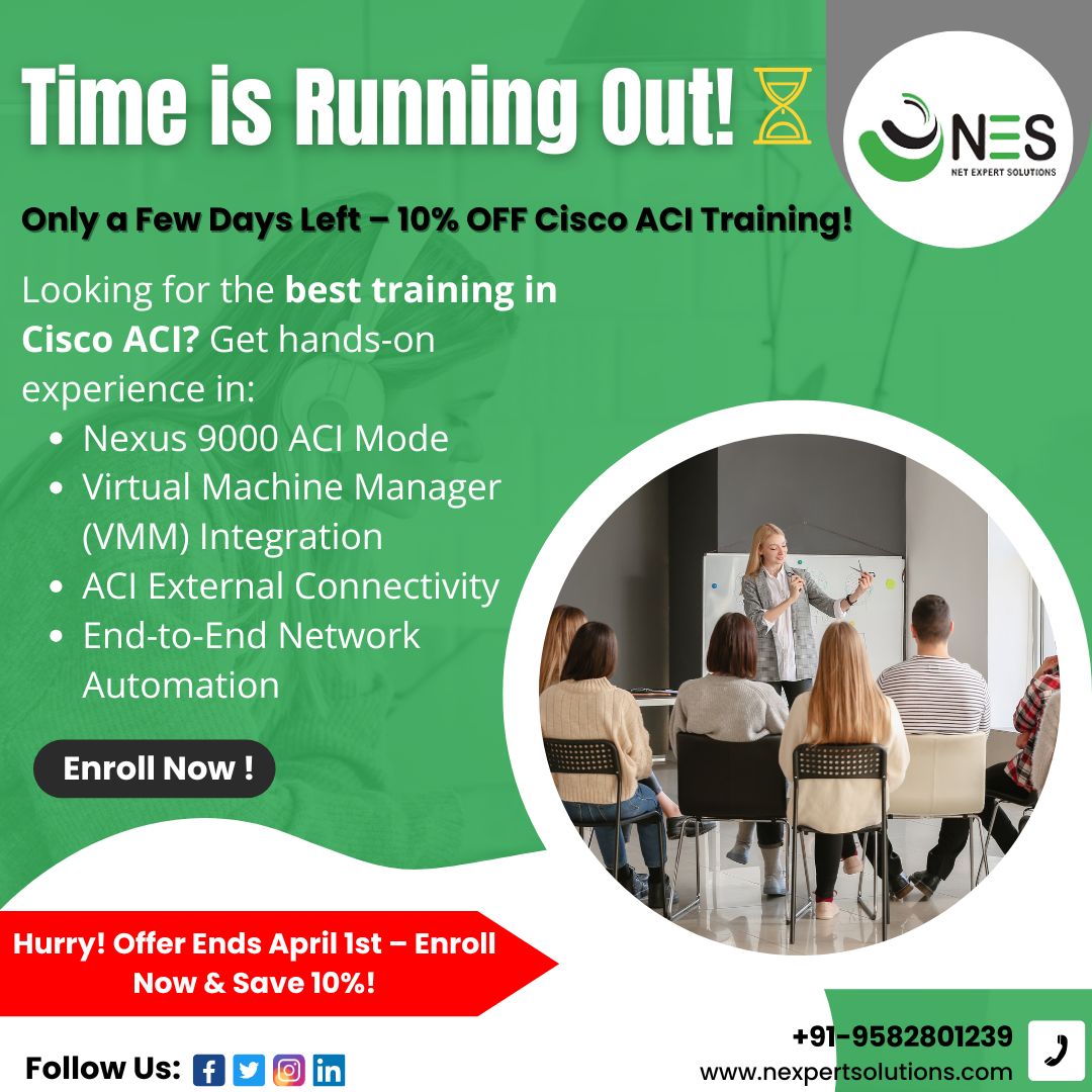 NESnetworking's tweet photo. Save 10% on Cisco ACI training—enroll by April 1st!
𝘃𝗶𝘀𝗶𝘁 𝘂𝘀: https://t.co/TWefWhYjMh
𝗖𝗼𝗻𝘁𝗮𝗰𝘁 𝘂𝘀: +91-9582-801-239
𝗘𝗺𝗮𝗶𝗹: info@nexpertsolutions.com
#CiscoACI #Networking #CiscoTraining #TechSkills #ACI #Nexus9000 #VMM #VirtualMachineManager #NetworkAutomation https://t.co/Xfg4KDIFKN