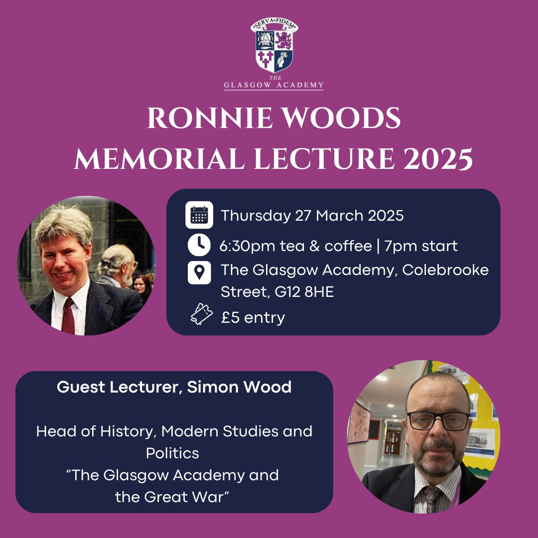 The Glasgow Academy Archive (@tgaarchive) on Twitter photo A gentle reminder for anyone interested in coming along to hear our own Simon Wood talk about <a href="/GlasgowAcademy/">The Glasgow Academy</a> and the Great War.  
Looking forward to seeing some of you this coming Thursday evening! 
More info here: 
facebook.com/share/1AET1ZXH… A gentle reminder for anyone interested in coming along to hear our own Simon Wood talk about <a href="/GlasgowAcademy/">The Glasgow Academy</a> and the Great War.  
Looking forward to seeing some of you this coming Thursday evening! 
More info here: 
facebook.com/share/1AET1ZXH…