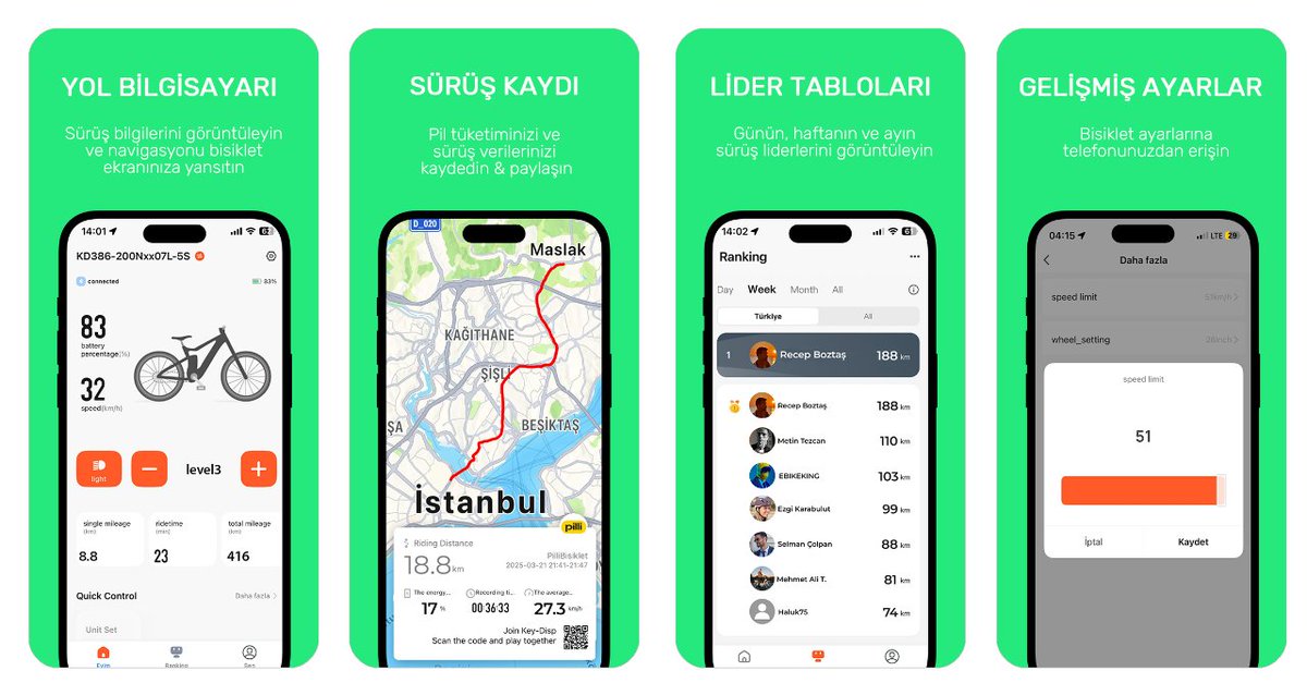 pillibisiklet's tweet photo. MXUS 1000W motorun pil tüketimi ve sürüş verilerini telefonunuzdan takip edin! Sürüşlerinizi paylaşın ve lider tablosunda yerinizi alın! https://t.co/nr9WuwtxRQ