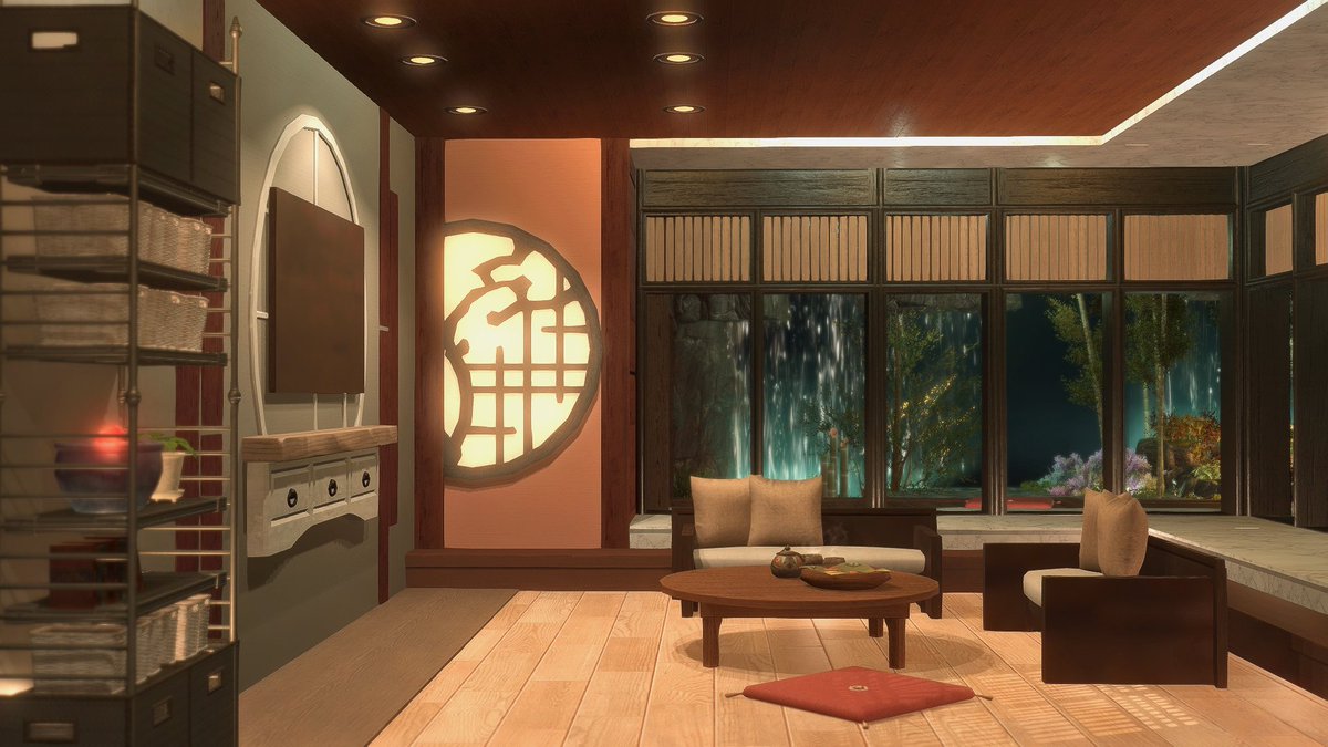 GelatinPanda's tweet photo. [M] Kugane Skyrise 🎍

Been a while since I've modern, had to brush off the cobwebs 🤣 I really adore the garden in this!

Address in comments! #GellyHousing 

#ff14ハウジング
#ff14housing 
#HousingEden https://t.co/A4fG5sSCcn