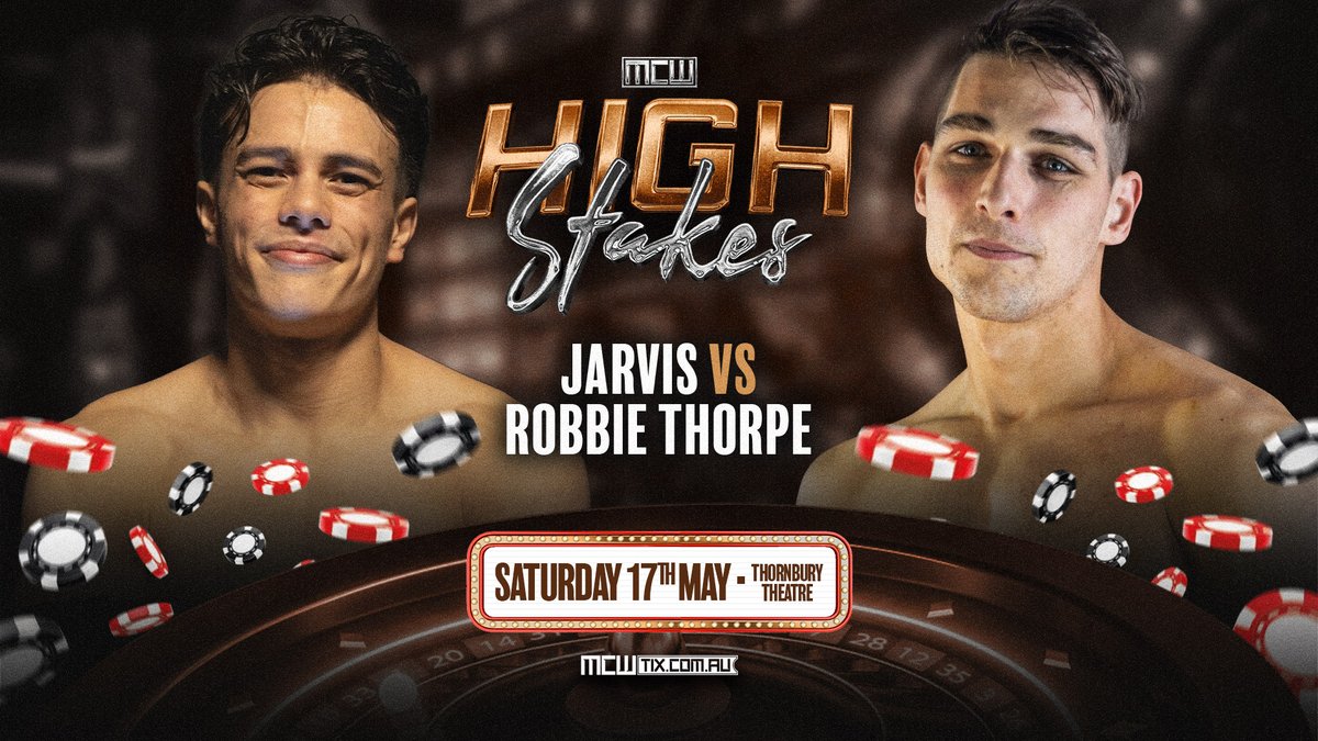 MATCH ANNOUNCEMENT

After his victory at Anniversary, <a href="/exe_Jarvis/">Jarvis⚡️</a> will now face <a href="/RobbieThorpePW/">Robbie Thorpe</a> at High Stakes - our final event before Ballroom Brawl 2025!

Match Preview: bit.ly/HighStakes-Rob…
Tickets: MCWTix.com.au

#MCWStakes