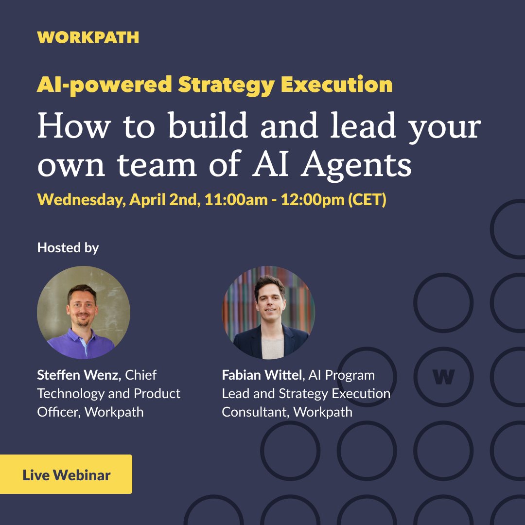 AI is starting to quietly change how strategy gets executed.
In our upcoming webinar on April 2 at 11 AM, we’ll explore what it looks like to build and lead your own team of AI agents and how companies are already putting this into practice.
Register here: hubs.la/Q03dfJdr0