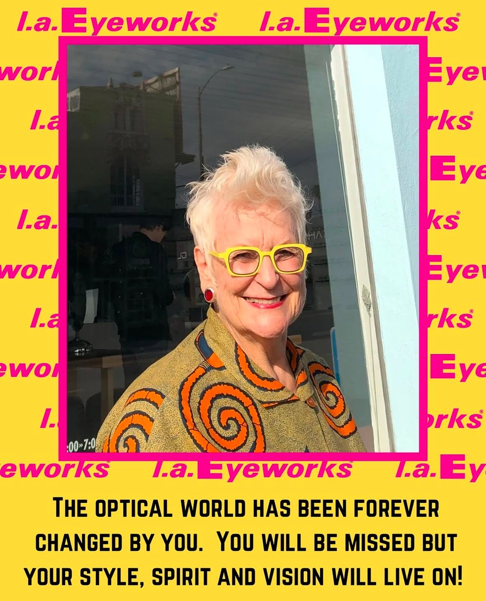 artisticeyewear's tweet image. #laeyeworks is one of our favorite collections &amp;amp; we know that her legacy will live on through all the joy and inspiration she put into everyday &amp;amp; everyone around her. Our thoughts go 2 all  touched by her design genius &amp;amp; bigger than life heart. U will b missed but never forgotten