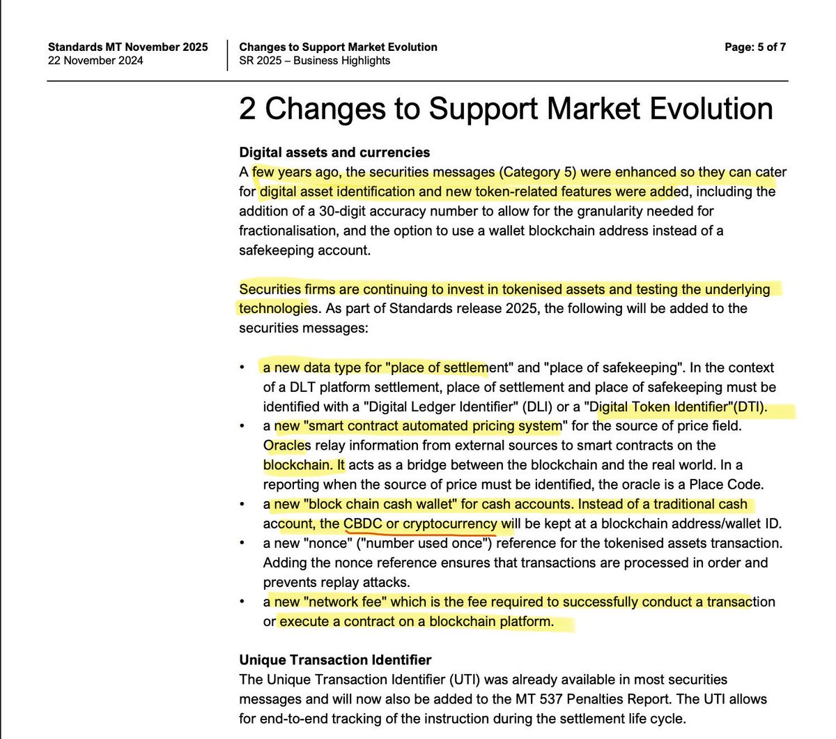 ‼️THE SWIFT NETWORK IS SET TO ACTIVATE MAJOR BLOCKCHAIN UPGRADES IN NOVEMBER 2025‼️

“New data type for PLACE OF SETTLEMENT in the context of a DLT platform”✅

“New Smart contract automated pricing systems—Oracles”✅

“A new blockchain cash wallet—for CBDCs and
