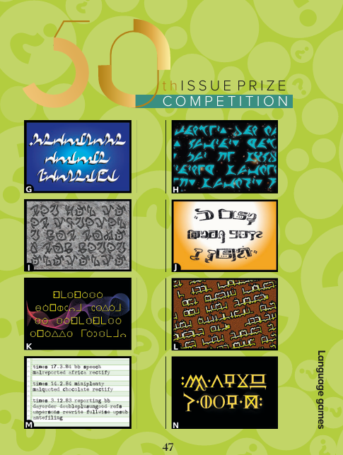 🔎 Can YOU identify these conlangs? 
🤫 Don't give the answers away! Enter our COLOSSAL conlang contest by 1 May for a chance to win The Babel Lexicon of Language 
🔗 Enter at forms.gle/StAoCUyAGBSsEB…