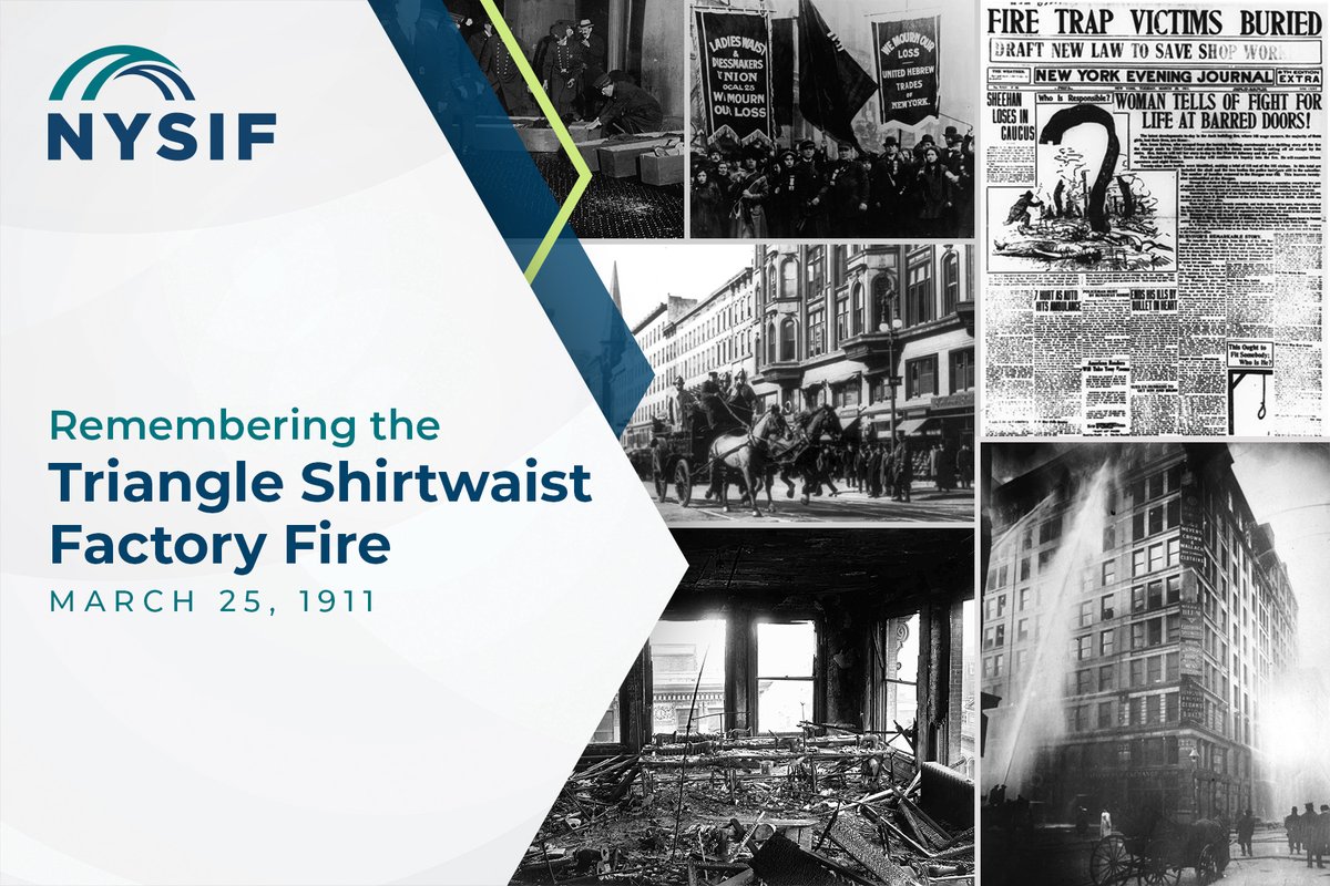 NYSIF_1914's tweet photo. Today marks 114 years since the Triangle Shirtwaist Factory Fire in NYC. The loss of 146 lives sparked vital workers' rights reforms, such as compulsory workers' compensation in New York State and the creation of #NYSIF. We honor their memory. #TriangleFire https://t.co/FFIgnSTV4i