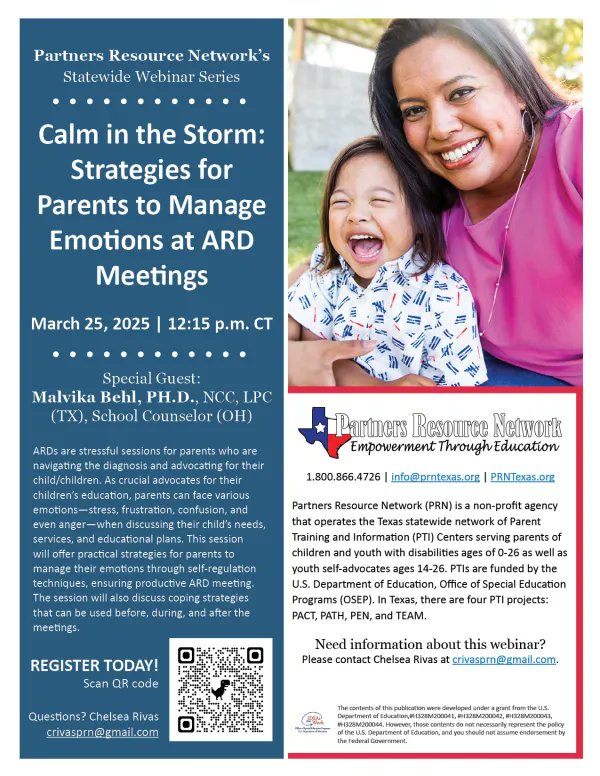 TODAY! There is still time to register for Calm in the Storm: Strategies for Parents to Manage Emotions at ARD Meetings with Special Guest, Malvika Behl, PH.D.
REGISTER HERE: us02web.zoom.us/.../WN_E_j-bvR…...
