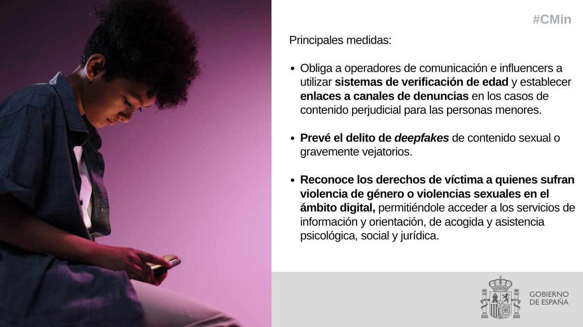 M_Presidencia's tweet photo. El #CMin remite al @Congreso_Es el Proyecto de Ley orgánica para la protección de niñas, niños y adolescentes en el ámbito digital.

👉 https://t.co/XVPB8ts0yt https://t.co/3KL6AIa2L3
