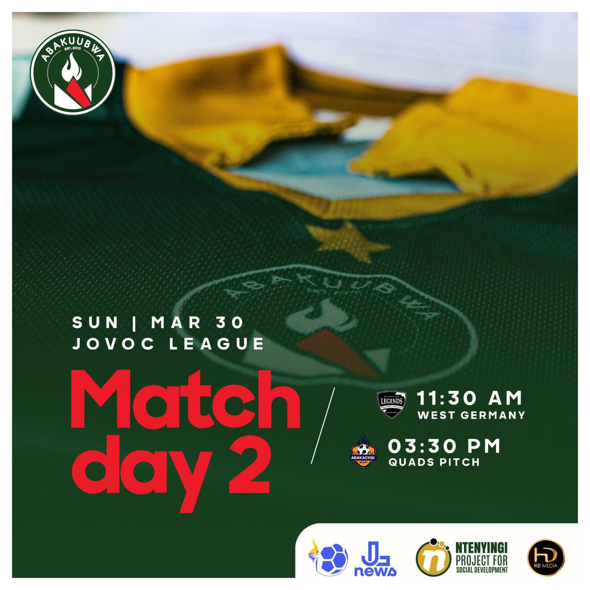 AbakuubwaFc (@abakuubwa) on Twitter photo 🔥 MATCH DAY 2 IS HERE! 🔥
🗓️ Sun, Mar 30
📍 Kanyanya Ex Grounds
⚽ 11:30 AM vs. <a href="/legends_2003/">The Legends</a>
⚽ 3:30 PM vs. <a href="/abakachai/">Abakachai FC☕</a>
Let’s make some noise,
Abakuubwa faithful! 💪🏿
Sponsored by: Ntenyigyi Project For Social Dev.
#AbakuubwaFC <a href="/TheJovocLeague/">THE JOVOC LEAGUE</a> <a href="/JovocLeagueNews/">JL News</a> #HembaGwake 🔥 MATCH DAY 2 IS HERE! 🔥
🗓️ Sun, Mar 30
📍 Kanyanya Ex Grounds
⚽ 11:30 AM vs. <a href="/legends_2003/">The Legends</a>
⚽ 3:30 PM vs. <a href="/abakachai/">Abakachai FC☕</a>
Let’s make some noise,
Abakuubwa faithful! 💪🏿
Sponsored by: Ntenyigyi Project For Social Dev.
#AbakuubwaFC <a href="/TheJovocLeague/">THE JOVOC LEAGUE</a> <a href="/JovocLeagueNews/">JL News</a> #HembaGwake
