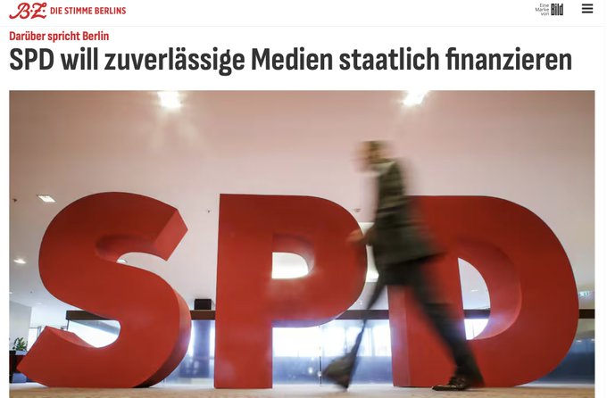 Eine Partei, die  an 30 Zeitungen beteiligt ist, fordert staatliche Subventionierung von "zuverlässigen Medien".
Als zuverlässig gilt, wen die Regierung dazu erklärt. 
Keine Pointe.