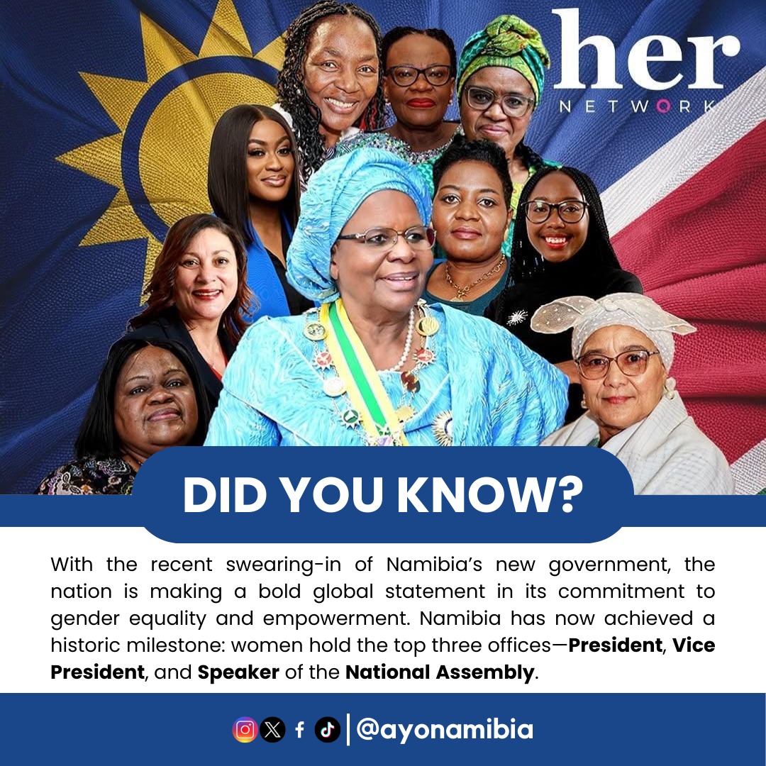ayonamibia's tweet photo. #AYONamibia • With the recent swearing-in of Namibia’s new government, the nation is making a bold global statement in its commitment to gender equality and empowerment.

Photos: Her Network

#SDGs #NamYouth4SDGs #SDG5 #GenderEquality https://t.co/FXd8NNEbNE
