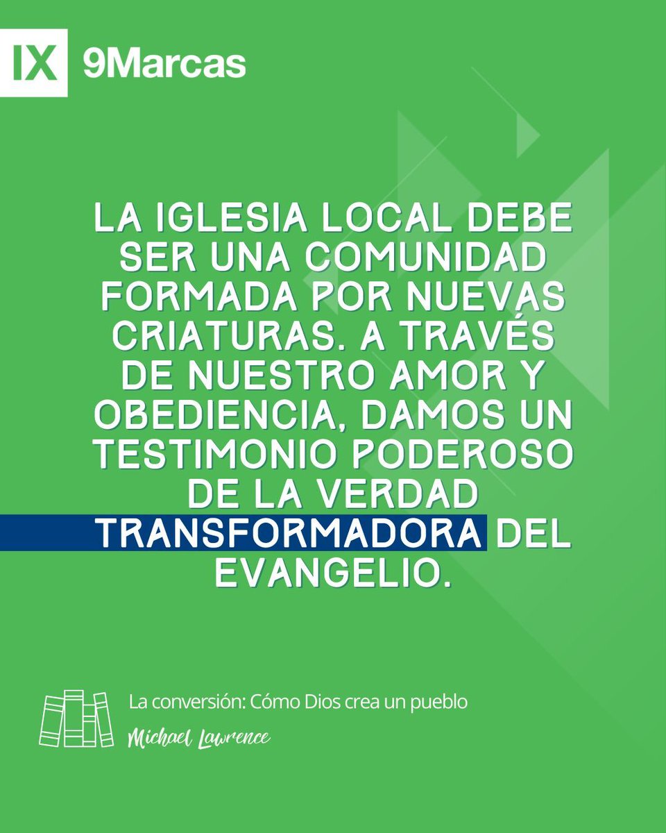 9MarcasESP's tweet photo. «La iglesia local debe ser una comunidad formada por nuevas criaturas. A través de nuestro amor y obediencia, damos un testimonio poderoso de la verdad transformadora del evangelio»
-- Michael Lawrence
📖 https://t.co/cdRPEbNFgy
#9Marcas #IglesiaSana #Libro #LaConversion https://t.co/1zbvCvZc4j