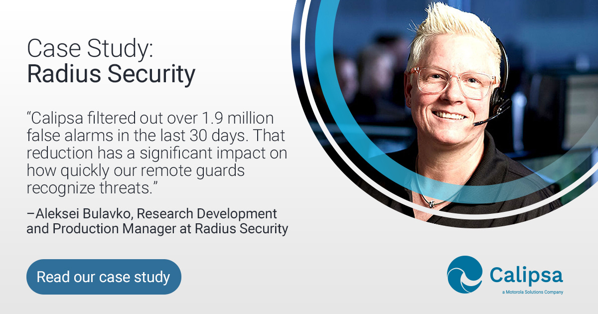 Calipsa, a Motorola Solutions Company (@calipsa_io) on Twitter photo Deliver effective #security for clients without compromising business growth. 📈 Discover how <a href="/MotoSolutions/">Motorola Solutions</a>’ #Calipsa Detect helped Radius Security respond quicker to critical events, boost staff morale and improve efficiency: hubs.li/Q03d98ZY0 Deliver effective #security for clients without compromising business growth. 📈 Discover how <a href="/MotoSolutions/">Motorola Solutions</a>’ #Calipsa Detect helped Radius Security respond quicker to critical events, boost staff morale and improve efficiency: hubs.li/Q03d98ZY0
