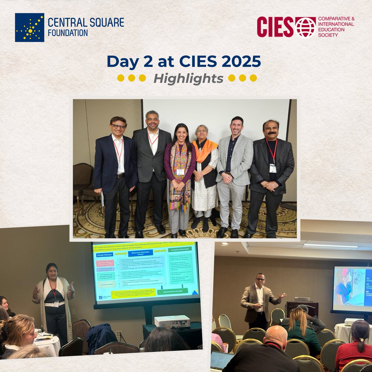 CSF_India's tweet image. 📌 At this year&apos;s @cies_us 2025 Conference in Chicago, Illinois, our leadership shared powerful insights on #SystemReform, #Tech4Learning, #Assessments and #StructuredPedagogy - all tied to the common theme of strengthening FLN outcomes for a #ViksitBharat. 

@KukrejaSharma |…