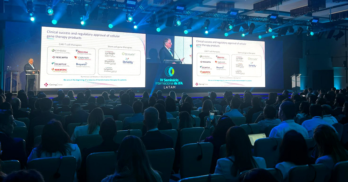 Our Executive Director, Dr. Boro Dropulić, spoke at the IV IFA LATAM Seminar in São Paulo, Brazil! He shared updates on Caring Cross' tech transfer with Fiocruz, funded by Brazil's Ministry of Health, to manufacture CAR-T therapies for #Leukemia, #Lymphoma &amp; #HIV. 💙 #CaringCross