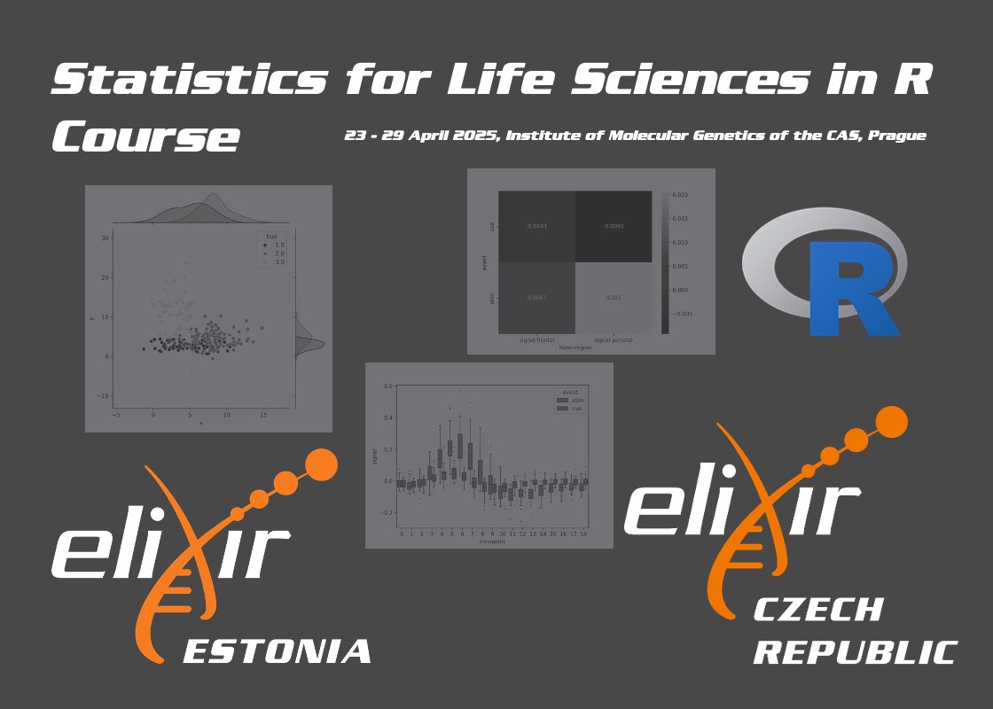 ELIXIR Czech Republic (@elixircz) on Twitter photo 🔬📊 Statistics for Life Sciences in R Course
🗓️ April 23-29, <a href="/imgprague/">Institute of Molecular Genetics</a>
🔍 Dive into data with our hands-on workshop! Learn to analyze and interpret biological data using R & UNIX. 👥 Instructors: Diana Pilvar, <a href="/adlerpriit/">Priit Adler</a>, & Marilin Moor from <a href="/unitartu/">University of Tartu</a>. 🔬📊 Statistics for Life Sciences in R Course
🗓️ April 23-29, <a href="/imgprague/">Institute of Molecular Genetics</a>
🔍 Dive into data with our hands-on workshop! Learn to analyze and interpret biological data using R & UNIX. 👥 Instructors: Diana Pilvar, <a href="/adlerpriit/">Priit Adler</a>, & Marilin Moor from <a href="/unitartu/">University of Tartu</a>.