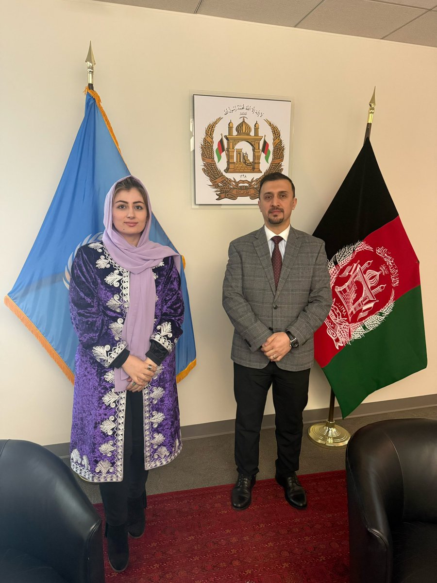 HasinaJalal's tweet photo. I had the pleasure of meeting Mr. Naseer Faiq, Chargé d’Affaires of Afghanistan’s Permanent Mission to the UN. Our discussion focused on the indispensable contributions of women and youth activists and peacebuilders in shaping Afghanistan’s future, alongside the UN’s critical role and responsibility in addressing the country’s pressing challenges.