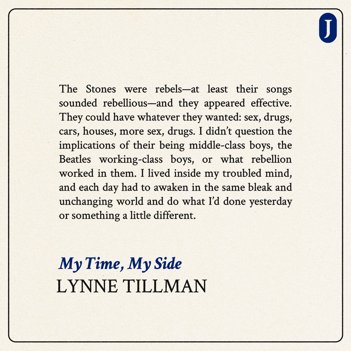 Joyland Publishing (@joylandpub) on Twitter photo Young, depressed, and desperate for the Stones to show up. Read "My Time, My Side" (excerpted from THRILLED TO DEATH, <a href="/softskull/">Soft Skull Press</a>) by Lynne Tillman (<a href="/glossitis/">Lynne Tillman</a>) in Joyland Magazine.
joylandpublishing.com/fiction/my-tim… Young, depressed, and desperate for the Stones to show up. Read "My Time, My Side" (excerpted from THRILLED TO DEATH, <a href="/softskull/">Soft Skull Press</a>) by Lynne Tillman (<a href="/glossitis/">Lynne Tillman</a>) in Joyland Magazine.
joylandpublishing.com/fiction/my-tim…
