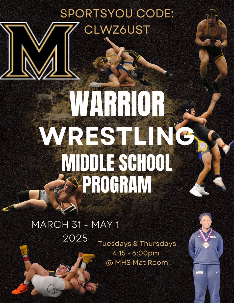 Coach Holtrop (@coachb_holtrop) on Twitter photo <a href="/mem_war/">Warrior Wrestling</a> kicks off our Middle School Spring Season on Tuesday April 1st (in 1 week): FREE and open to all FISD MS students. We will practice from 4:15 to 6:00pm in the MHS Mat Room every Tue/Thur until May 1st! Use the SportsYou Code to get more info! #WarriorMentality #RYS <a href="/mem_war/">Warrior Wrestling</a> kicks off our Middle School Spring Season on Tuesday April 1st (in 1 week): FREE and open to all FISD MS students. We will practice from 4:15 to 6:00pm in the MHS Mat Room every Tue/Thur until May 1st! Use the SportsYou Code to get more info! #WarriorMentality #RYS
