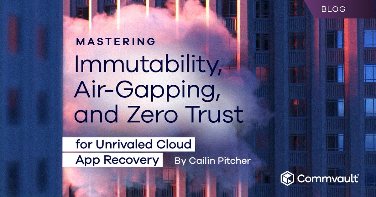 Commvault's tweet photo. Backups alone aren’t enough. Build a modern data defense with:
✔️ Immutability
✔️ Air-Gapping
✔️ Zero Trust
Explore how these three pillars work together to deliver true #cyberresilience with Commvault #CloudRewind in our latest blog: https://t.co/rS34Pp20WK https://t.co/cghvyktZ80