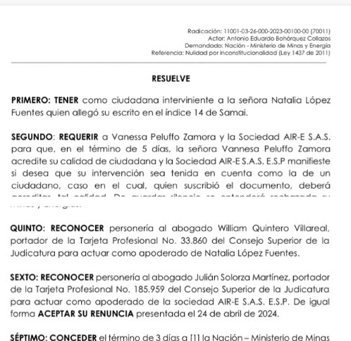 William Quintero Villarreal⚖️ (@quintero_abo) on Twitter photo El Consejo de Estado reconoce coadyuvancia de <a href="/nlopezfuentes/">Natalia Lopez F</a> en demanda de nulidad de la norma que permite el traslado del costo de la pérdida de energía no técnica a los demás usuarios. <a href="/Nortevision/">CANAL NORTEVISION💯</a> El Consejo de Estado reconoce coadyuvancia de <a href="/nlopezfuentes/">Natalia Lopez F</a> en demanda de nulidad de la norma que permite el traslado del costo de la pérdida de energía no técnica a los demás usuarios. <a href="/Nortevision/">CANAL NORTEVISION💯</a>