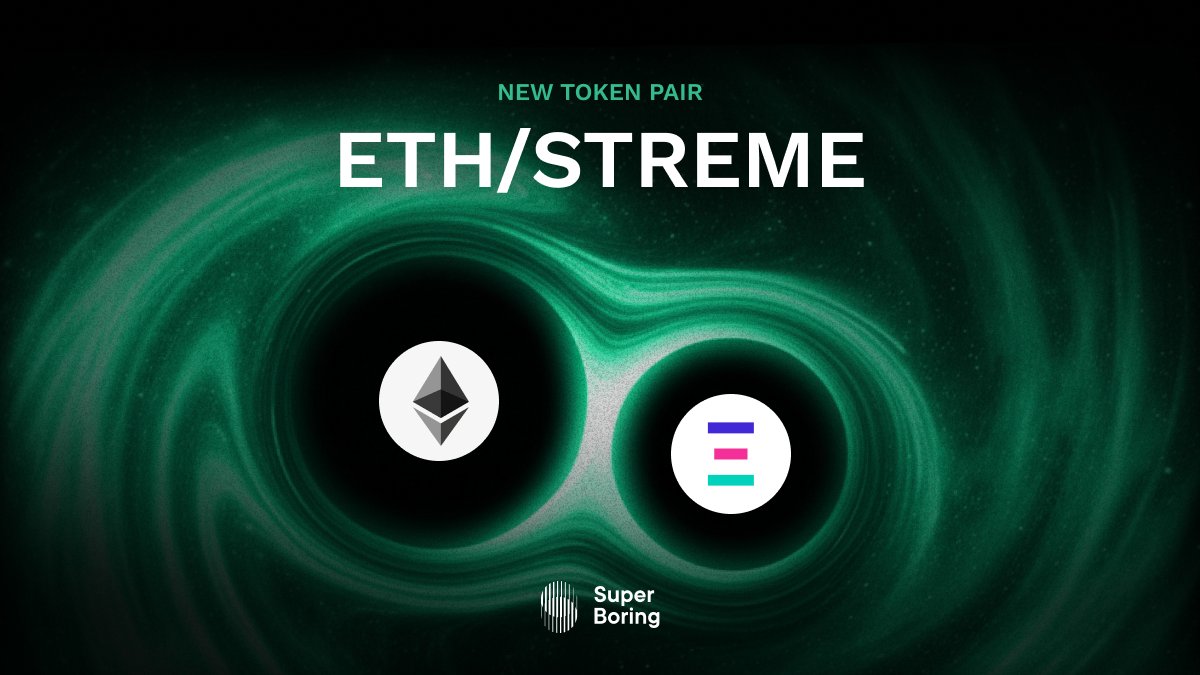 Swap every second
DCA into <a href="/StremeFun/">Streme</a>'s token today with SuperBoring, live on <a href="/base/">Base</a>