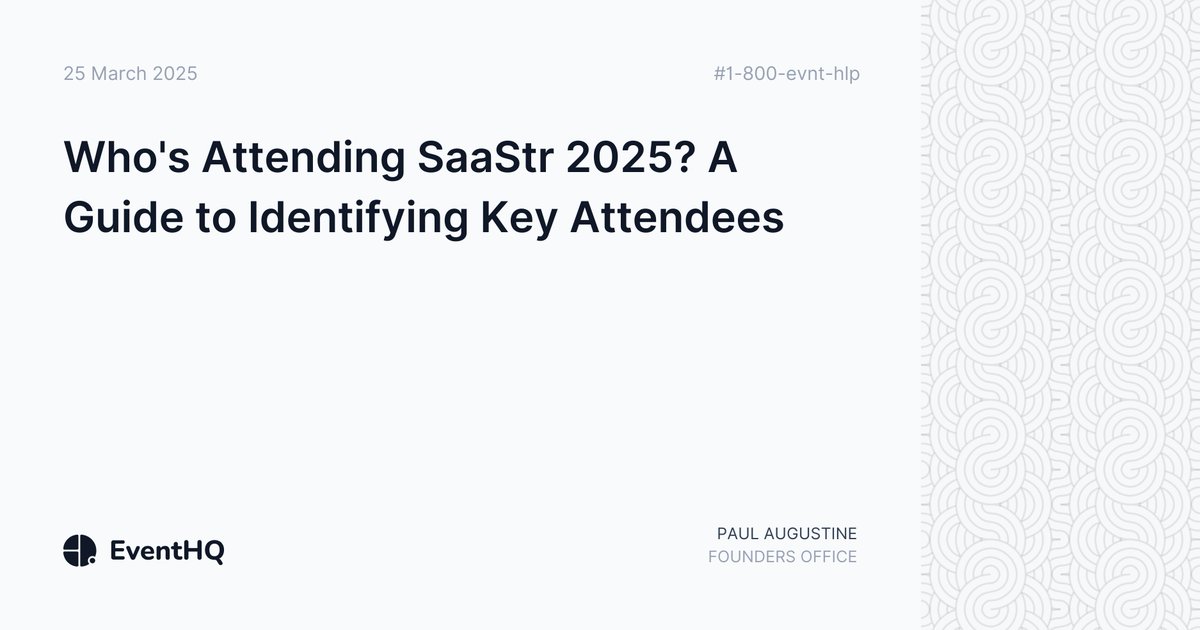 Struggling to figure out who is attending <a href="/saastr/">SaaStr.ai</a> 2025? 
 Don't wait until you get there - use EventHQ to track attendees, match leads, and schedule meetings early.
 Real ROI starts before the badge scan.

 👉eventhq.com/blog/whos-atte…

#SaaS #EventNetworking #EventProfs
