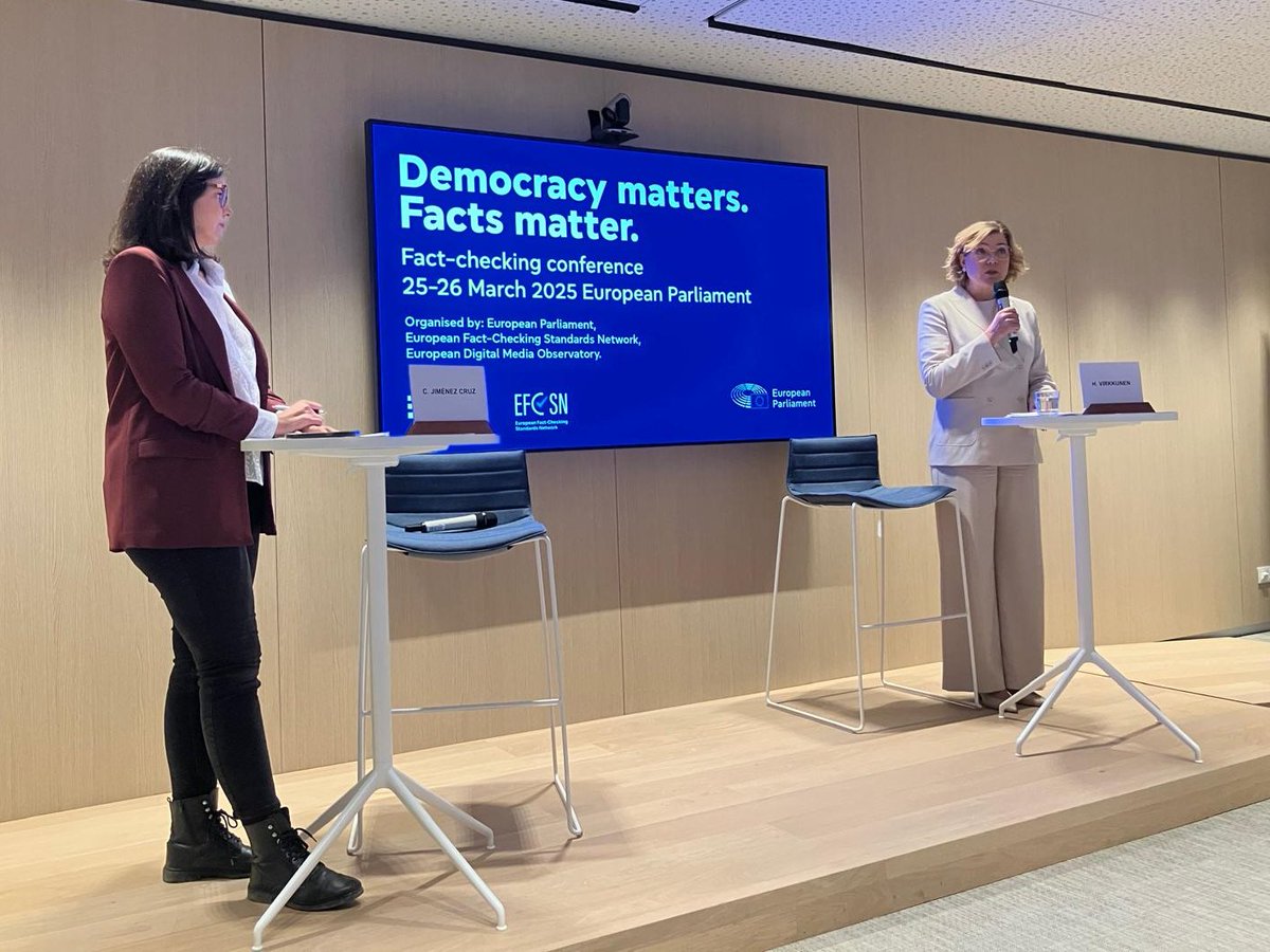 Conversation w/ <a href="/HennaVirkkunen/">Henna Virkkunen</a> European Commission Executive Vice-President for Tech Sovereignty Security and Democracy at the joint Democracy Matters - Facts Matter Conference with <a href="/EDMO_EUI/">European Digital Media Observatory</a> <a href="/Europarl_EN/">European Parliament</a>: "Your work is vital for defending our democracy in the European Union"