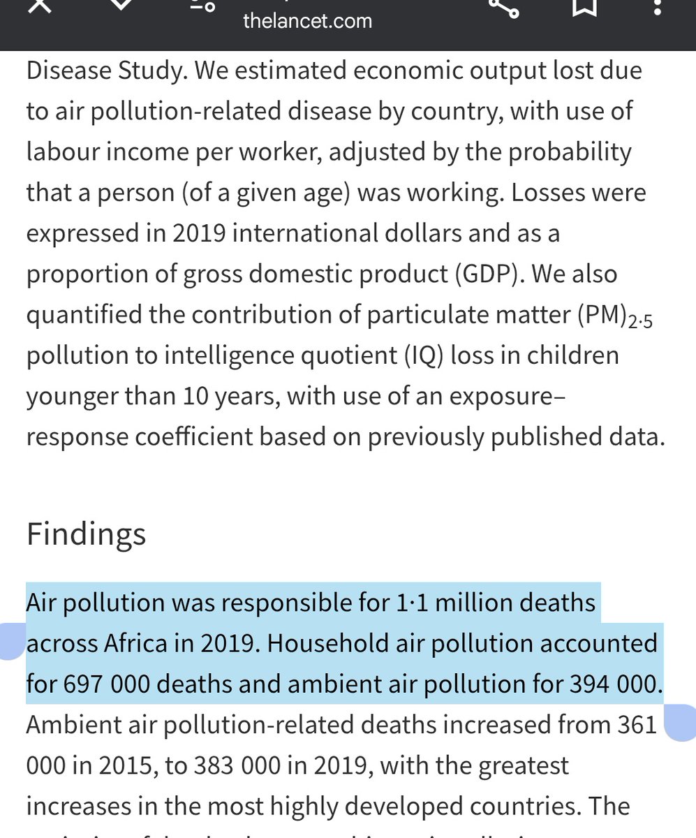 JusperMachogu's tweet photo. 15% of the deaths are in Africa. 
63% of those deaths are because we are breathing smoke from burning dirty biomass. I don't see the UN or WHO holding yearly conferences to implement clean cooking but they are so concerned about the climate- neocolonialism! They force solar and wind down our throats every opportunity they get when we have abundant/plentiful clean nat gas. Hell, even coal is cleaner than  burning cow 🐄 💩 and crop residue! 
Fossil Fuels for Africa.